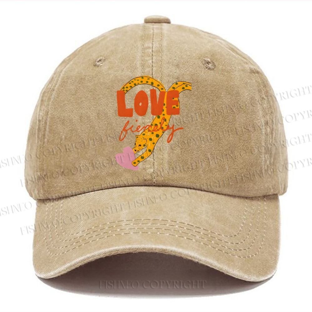 Unisex Vintage Casual Funny Panther in Love Washed Cap