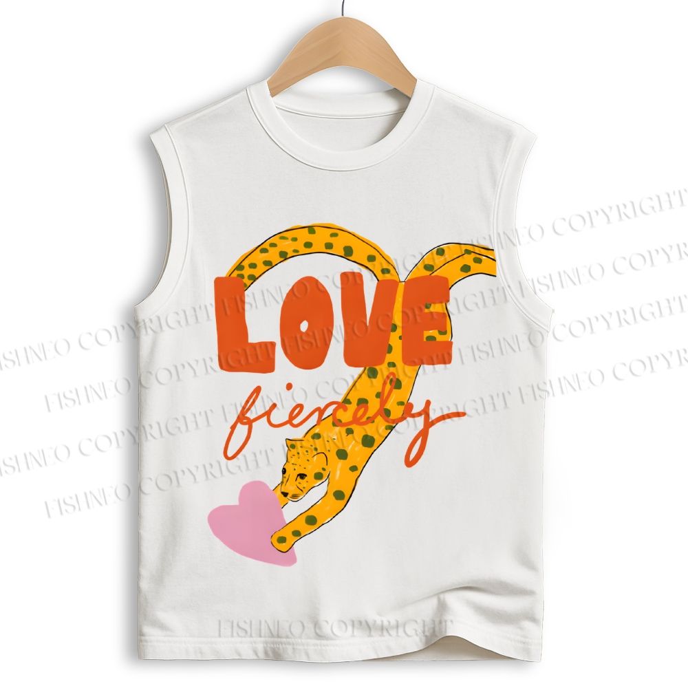 Unisex Funny Panther in Love Printed Cotton Tank Top