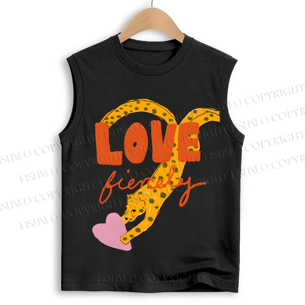 Unisex Funny Panther in Love Printed Cotton Tank Top