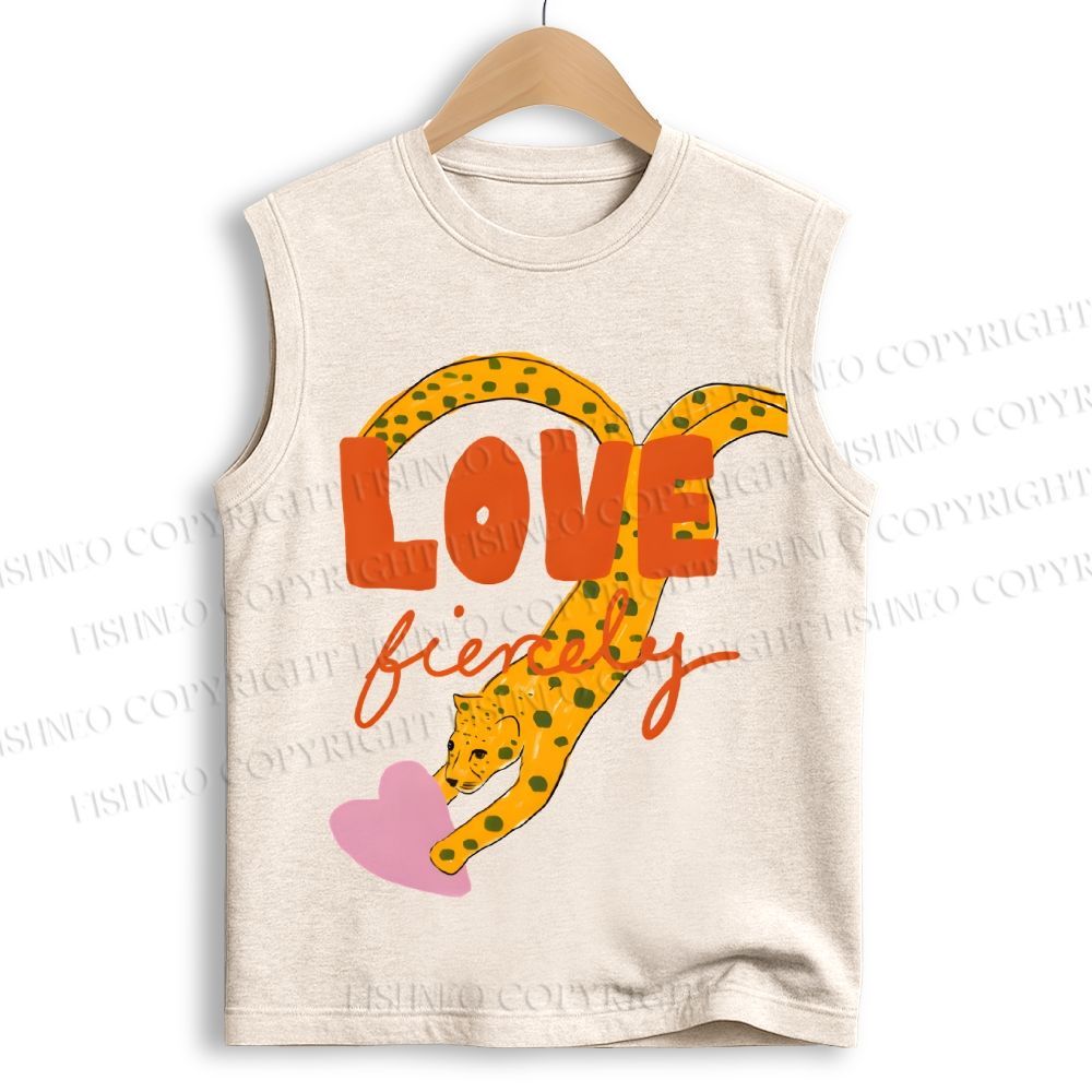 Unisex Funny Panther in Love Printed Cotton Tank Top