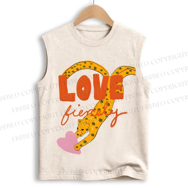 Unisex Funny Panther in Love Printed Cotton Tank Top