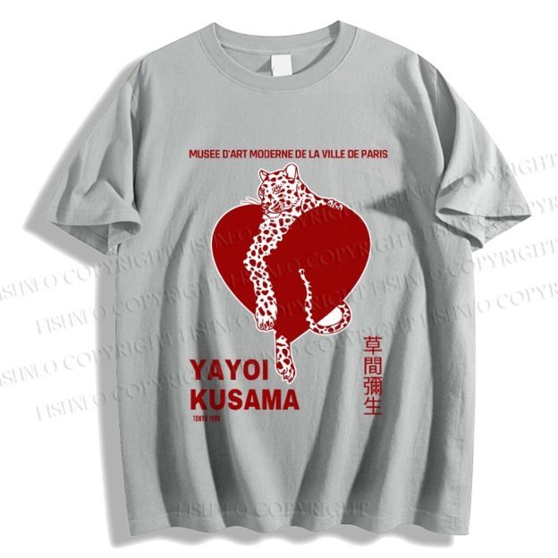 Unisex Classic Cotton Yayoi Kusama Panther With Heart Printed T-shirt