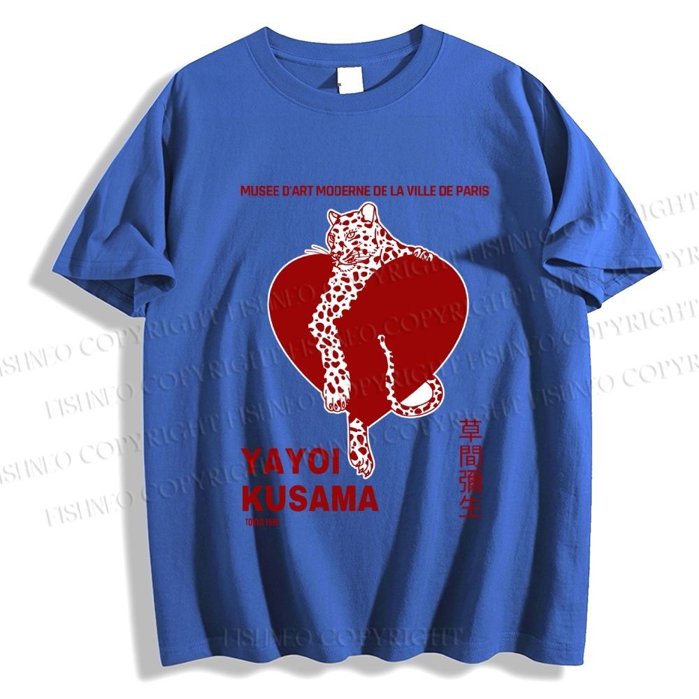 Unisex Classic Cotton Yayoi Kusama Panther With Heart Printed T-shirt