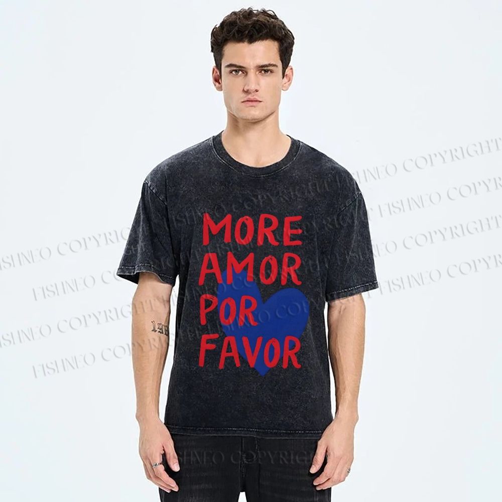 Unisex More Amor Por Favor Printed Washed Tee