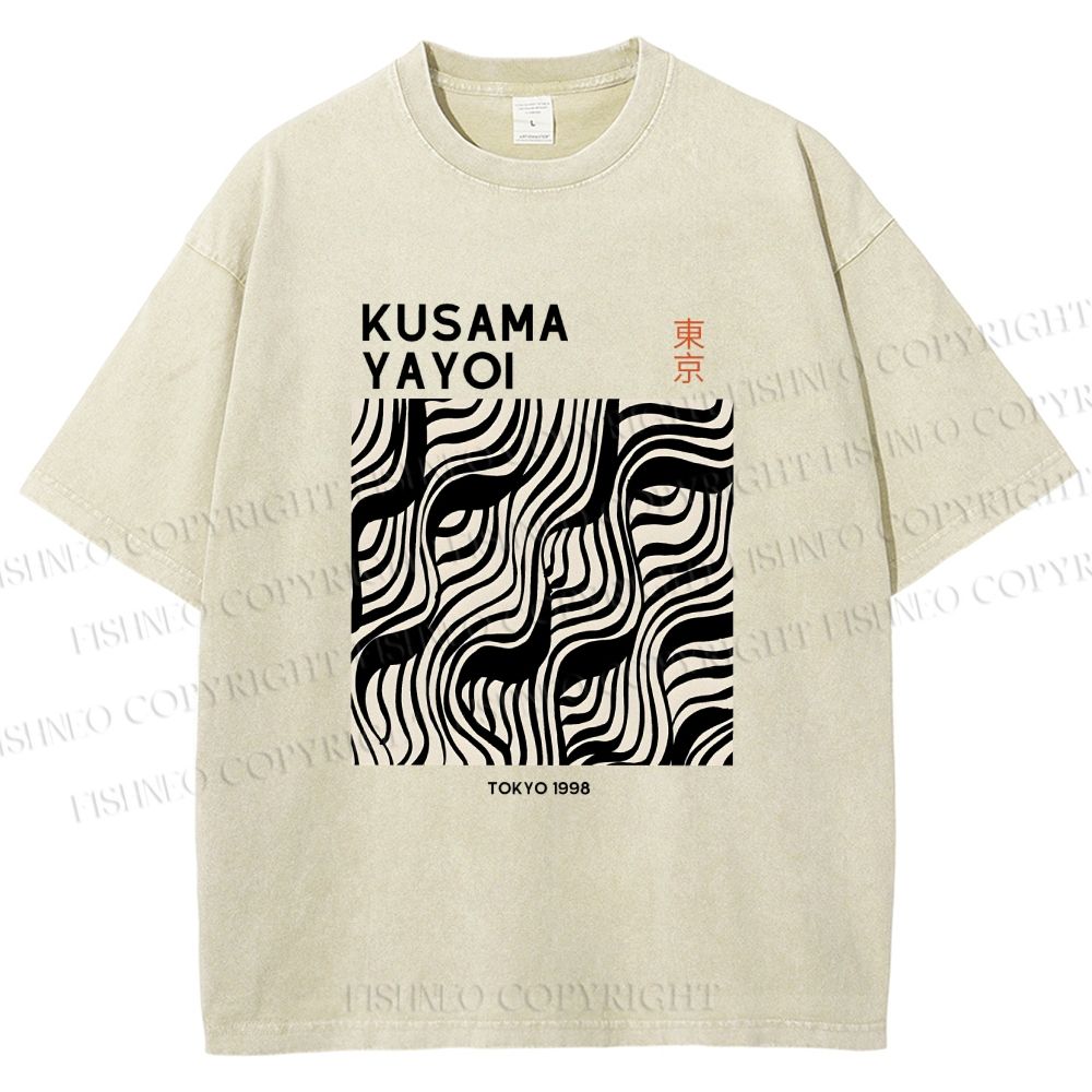 Unisex Yayoi Kusama Geometry Printed Washed Tee