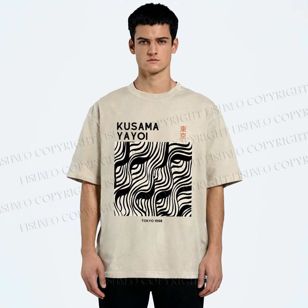 Unisex Yayoi Kusama Geometry Printed Washed Tee