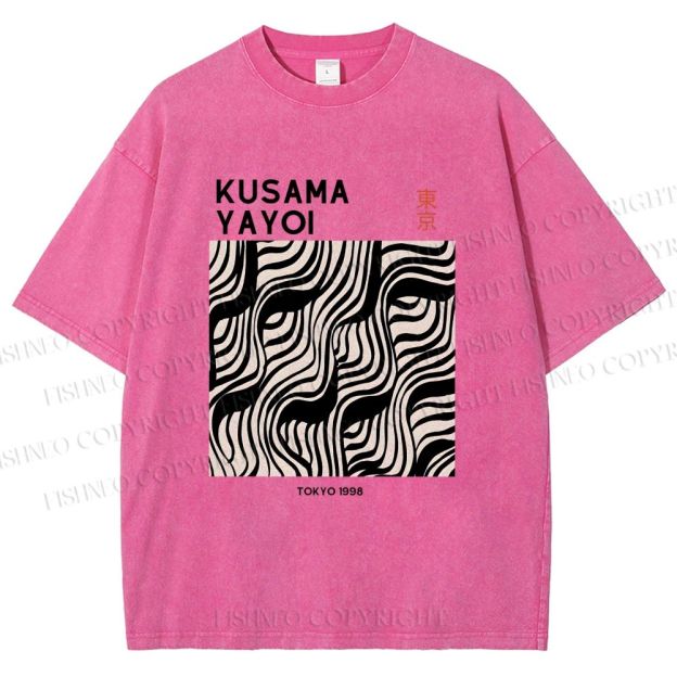 Unisex Yayoi Kusama Geometry Printed Washed Tee