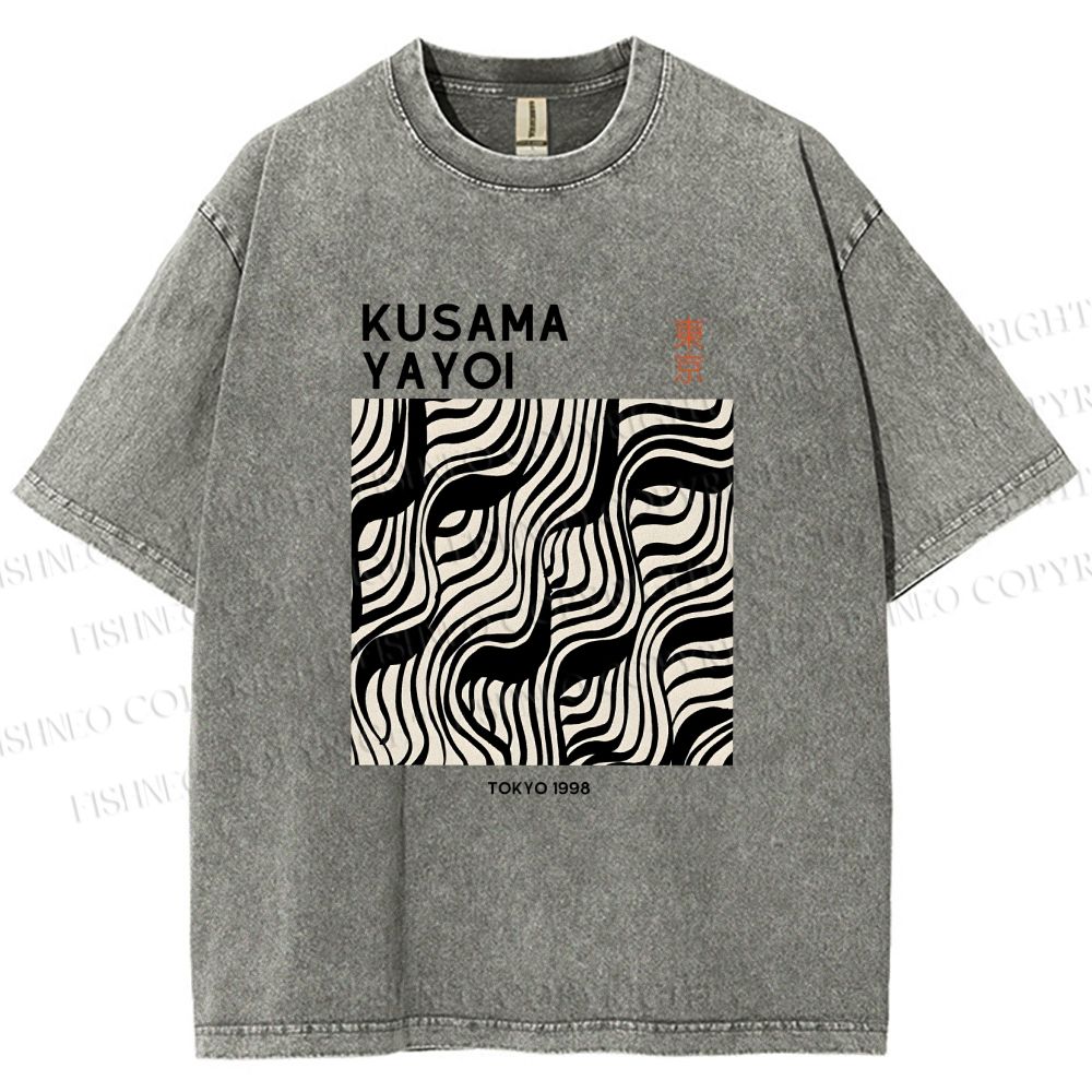 Unisex Yayoi Kusama Geometry Printed Washed Tee