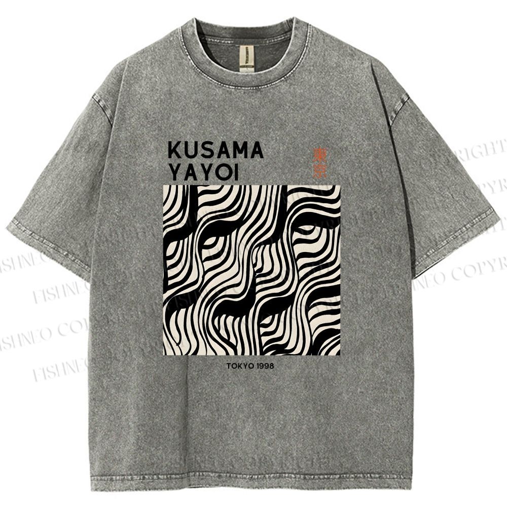 Unisex Yayoi Kusama Geometry Printed Washed Tee