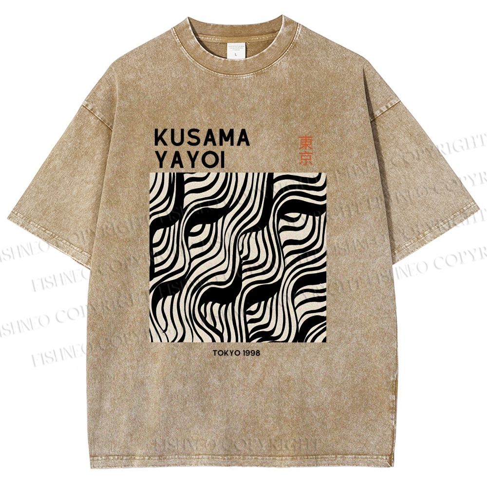 Unisex Yayoi Kusama Geometry Printed Washed Tee