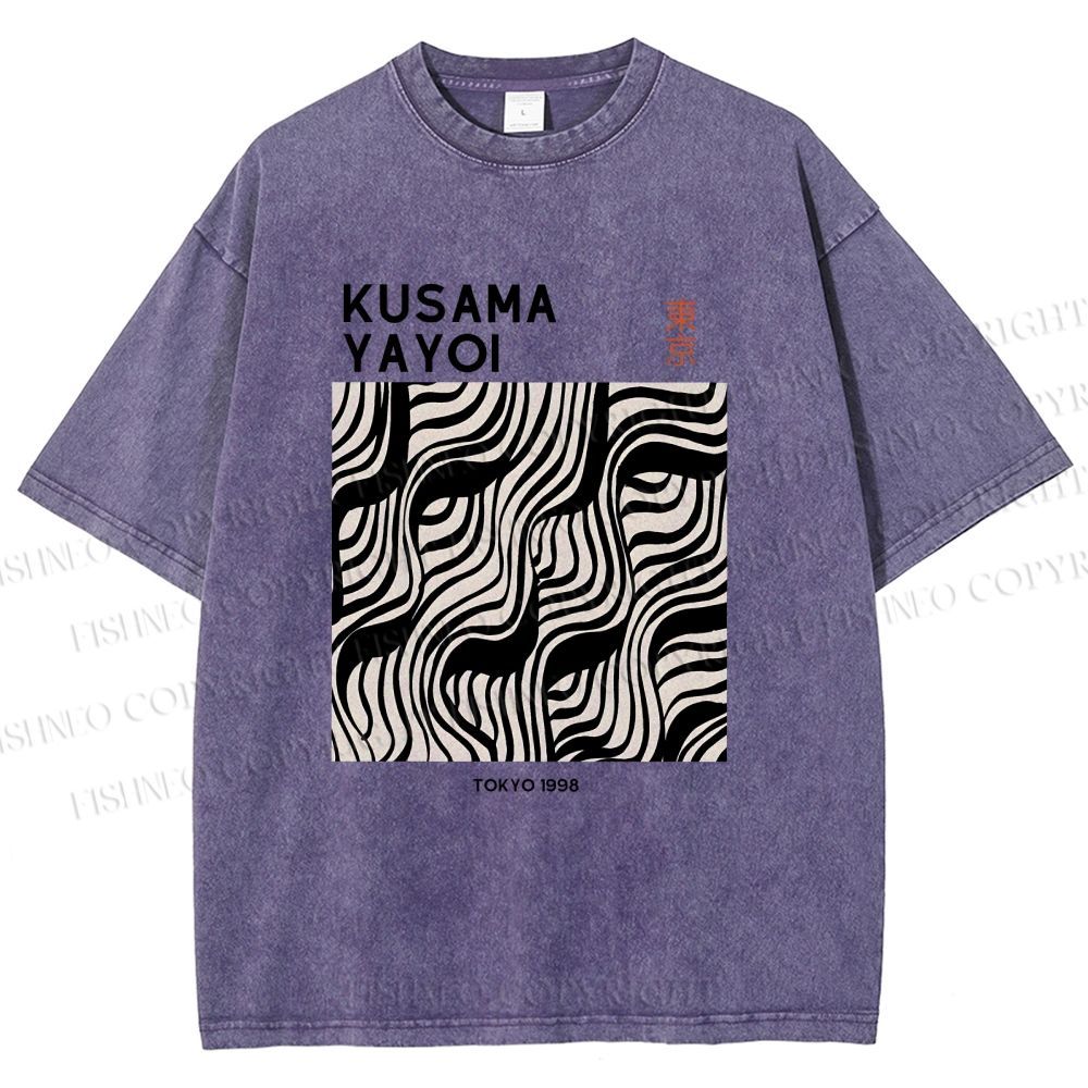 Unisex Yayoi Kusama Geometry Printed Washed Tee
