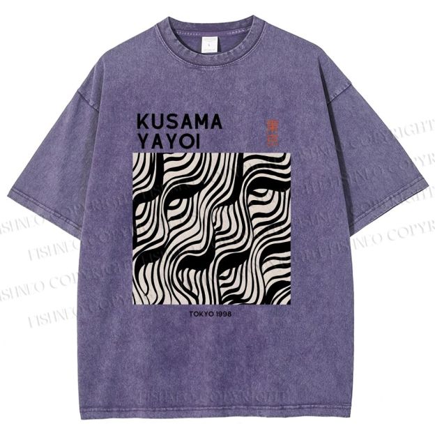 Unisex Yayoi Kusama Geometry Printed Washed Tee