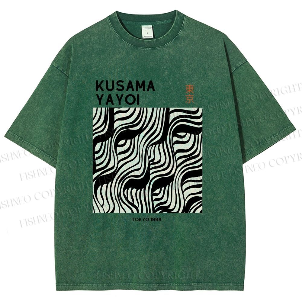 Unisex Yayoi Kusama Geometry Printed Washed Tee