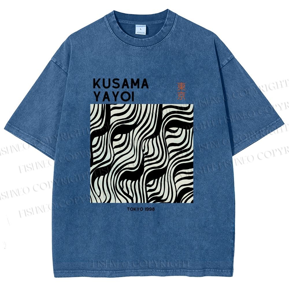 Unisex Yayoi Kusama Geometry Printed Washed Tee