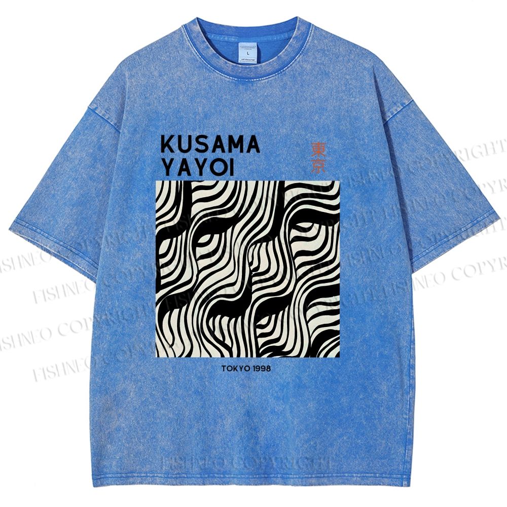 Unisex Yayoi Kusama Geometry Printed Washed Tee
