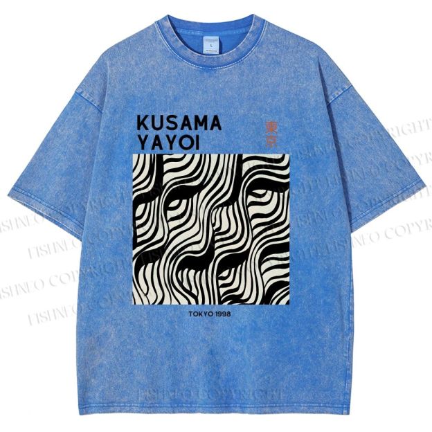 Unisex Yayoi Kusama Geometry Printed Washed Tee