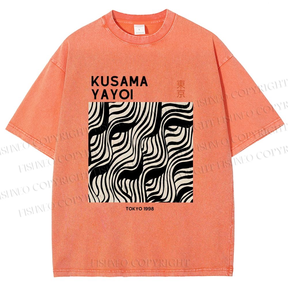 Unisex Yayoi Kusama Geometry Printed Washed Tee