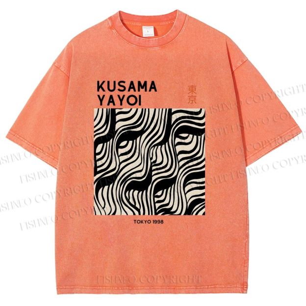 Unisex Yayoi Kusama Geometry Printed Washed Tee