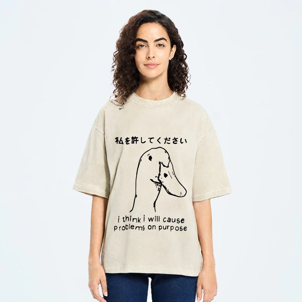 Stupid Goose Funny Washed T-Shirt