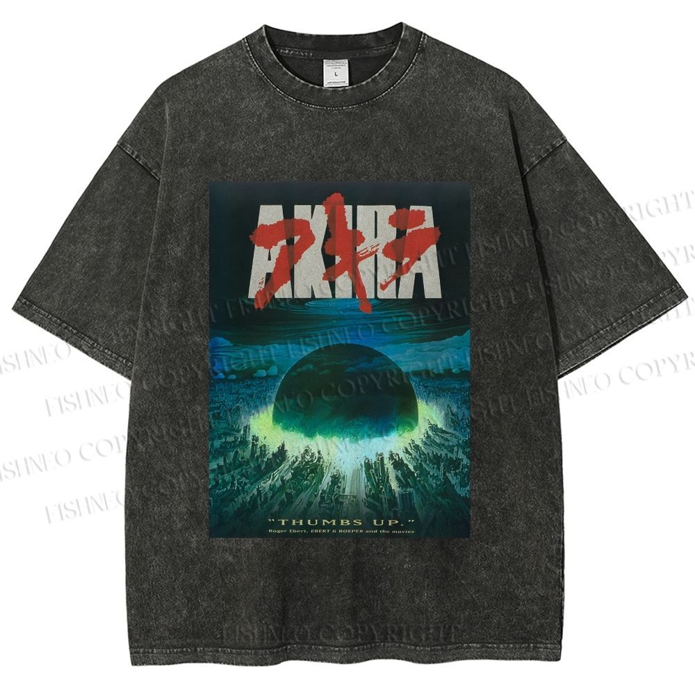 Unisex Akira Printed Washed Tee