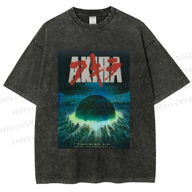 Unisex Akira Printed Washed Tee