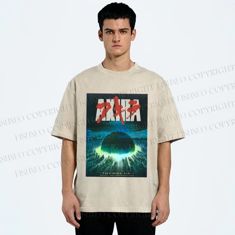 Unisex Akira Printed Washed Tee