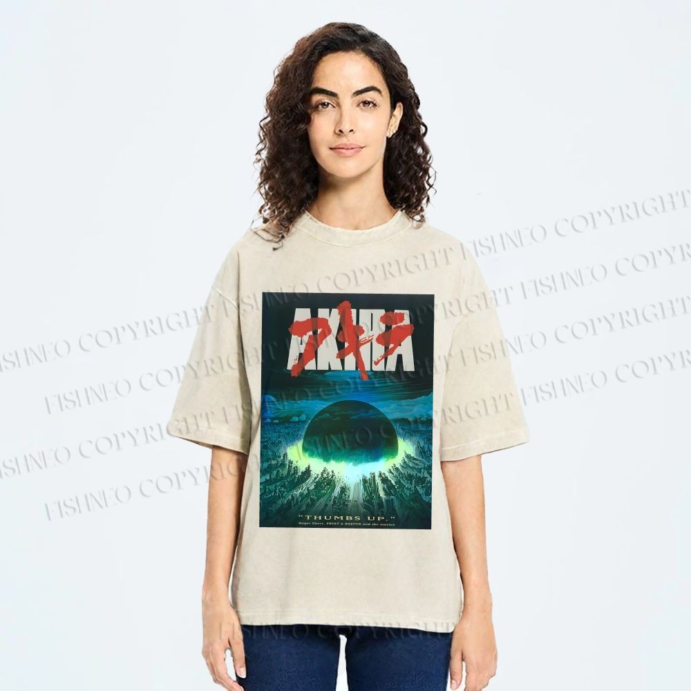 Unisex Akira Printed Washed Tee