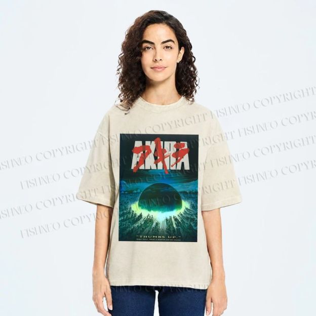 Unisex Akira Printed Washed Tee