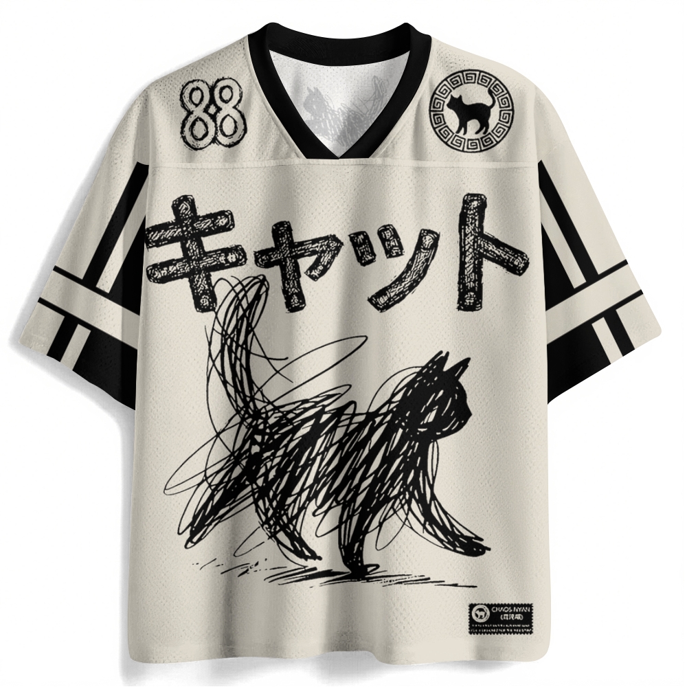 Minimalist Cat Art Printed Jersey Shirts