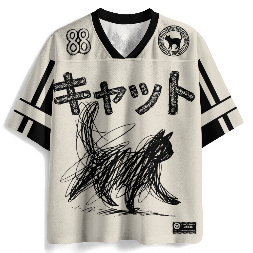 Minimalist Cat Art Printed Jersey Shirts