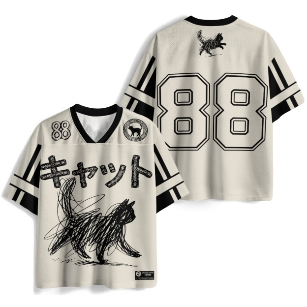 Minimalist Cat Art Printed Jersey Shirts