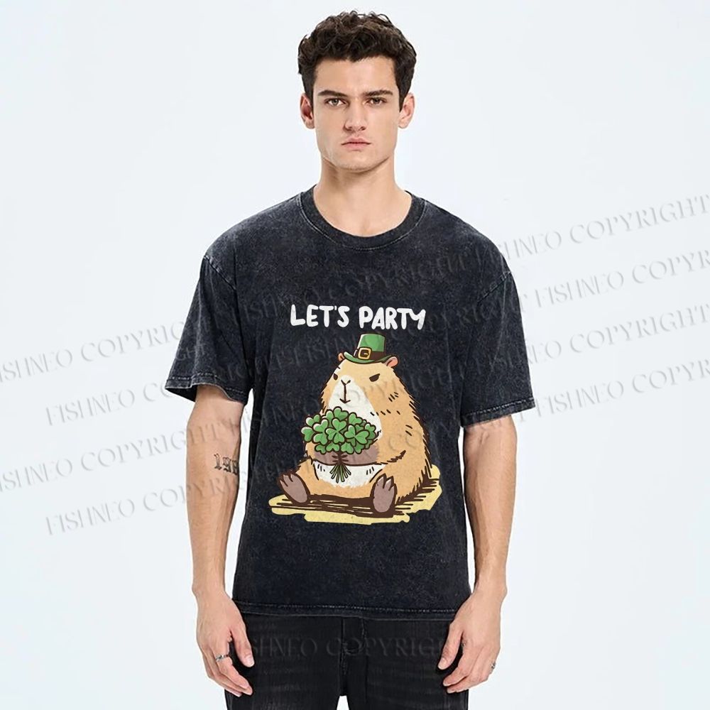 Unisex St.Patrick's Capybara Printed Washed Tee