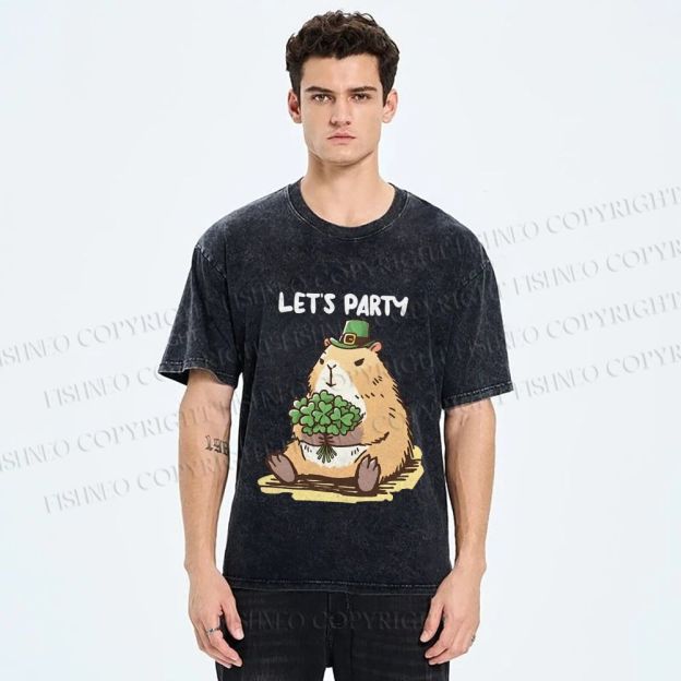Unisex St.Patrick's Capybara Printed Washed Tee