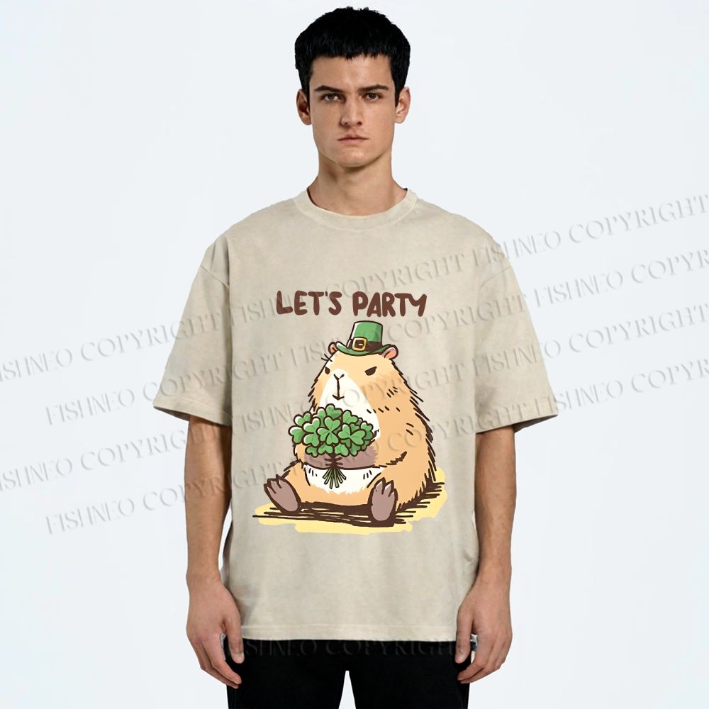 Unisex St.Patrick's Capybara Printed Washed Tee