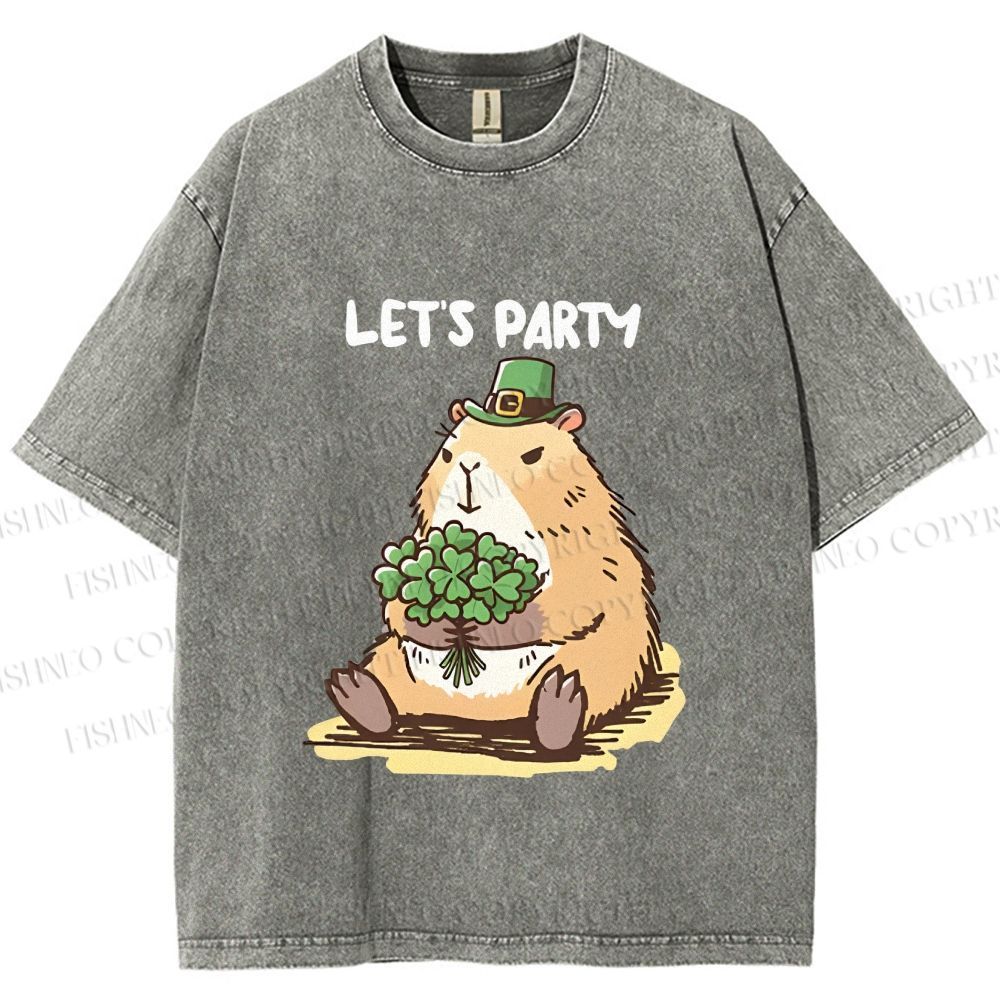 Unisex St.Patrick's Capybara Printed Washed Tee