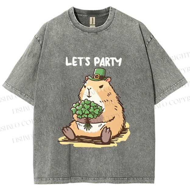 Unisex St.Patrick's Capybara Printed Washed Tee