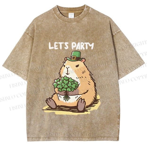 Unisex St.Patrick's Capybara Printed Washed Tee