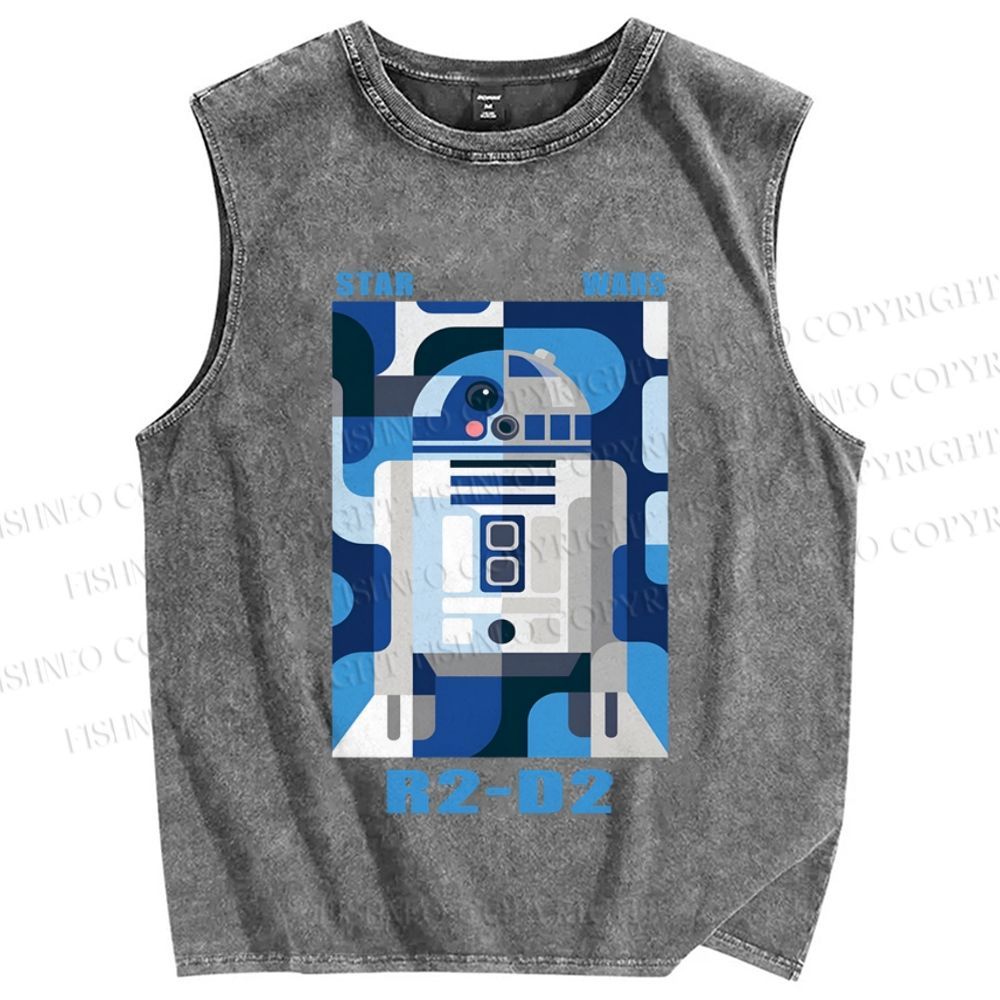 Unisex Star Wars R2-D2 Printed Washed Tank Top