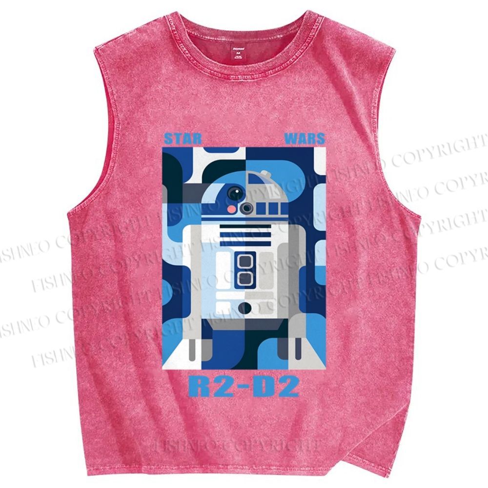 Unisex Star Wars R2-D2 Printed Washed Tank Top