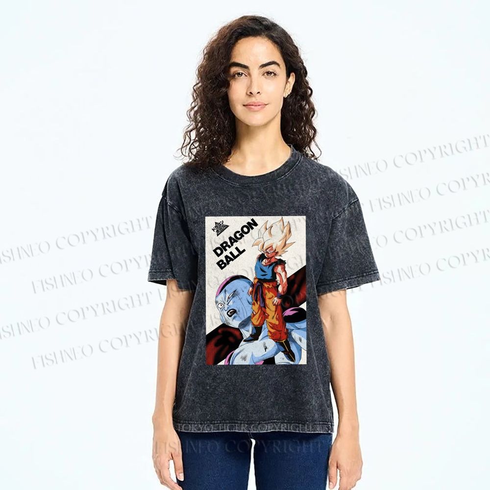 Unisex Goku Dragon Ball Printed Washed Tee