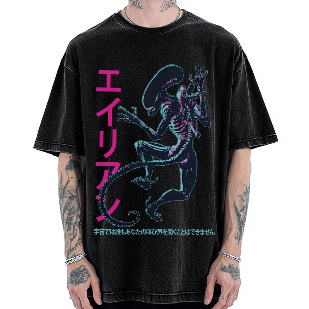 Unisex Vintage Alien Vintage Printed Washed Tee
