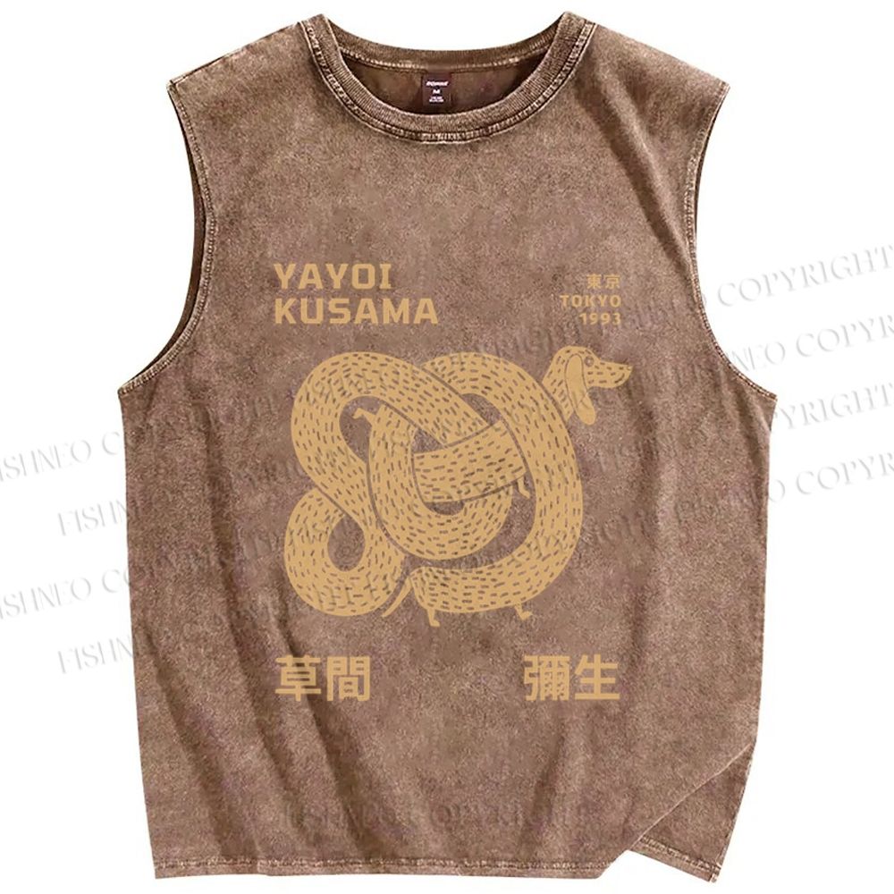 Unisex Yayoi Kusama Dachshund With Dots Printed Washed Tank Top