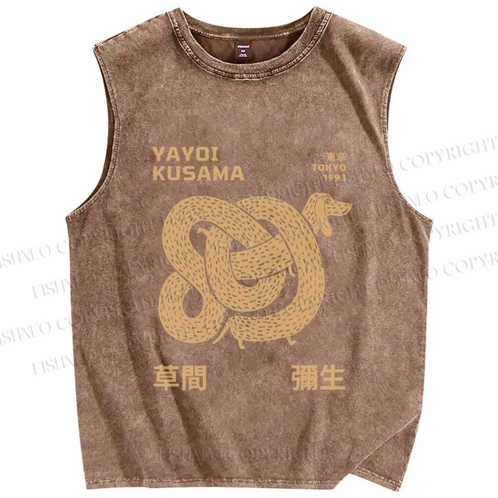 Unisex Yayoi Kusama Dachshund With Dots Printed Washed Tank Top