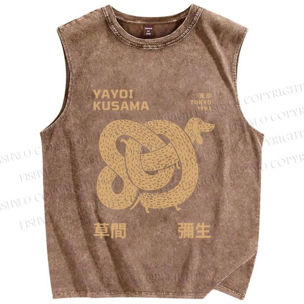 Unisex Yayoi Kusama Dachshund With Dots Printed Washed Tank Top