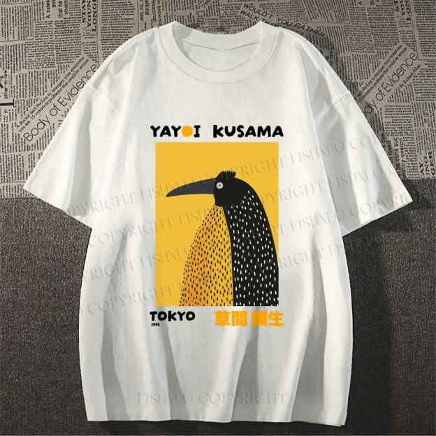 Unisex Classic Cotton Half-Split Dot Bird Printed T-shirt