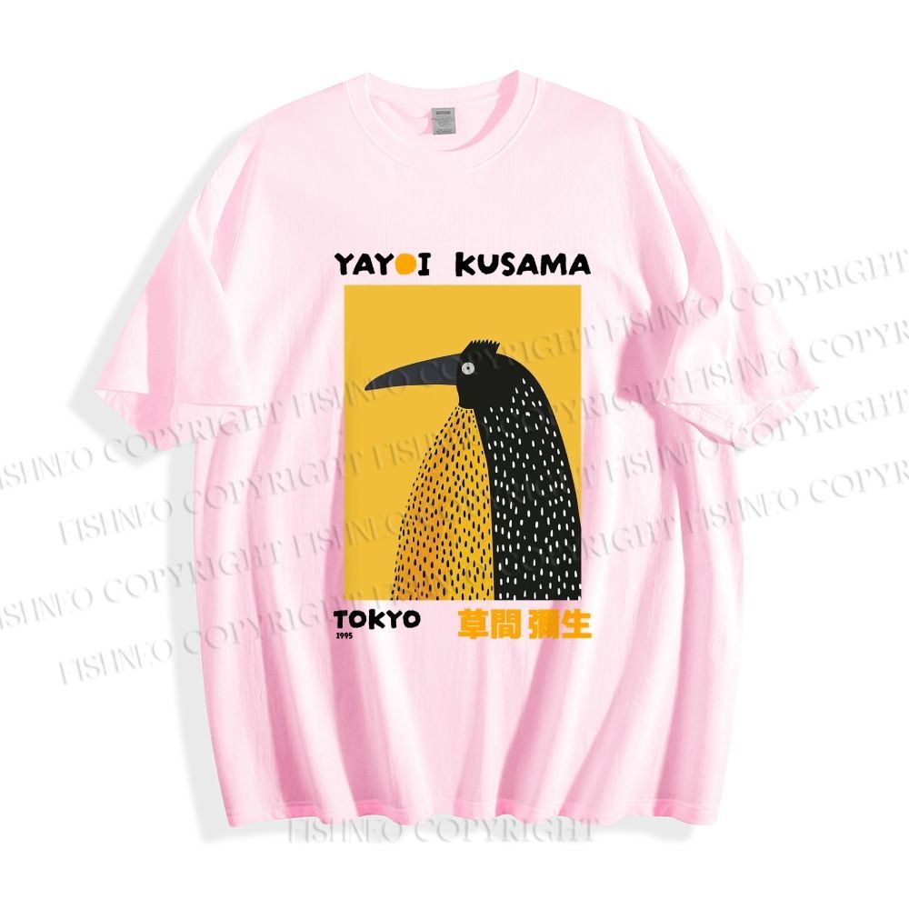 Unisex Classic Cotton Half-Split Dot Bird Printed T-shirt