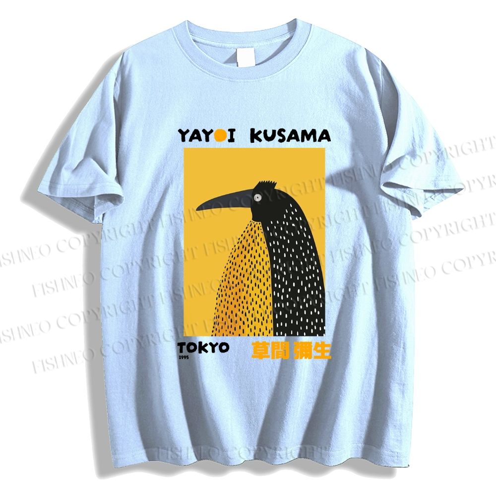 Unisex Classic Cotton Half-Split Dot Bird Printed T-shirt