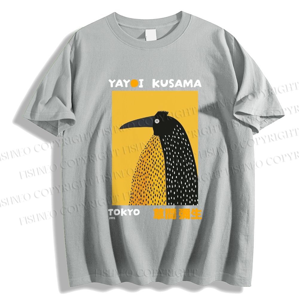 Unisex Classic Cotton Half-Split Dot Bird Printed T-shirt