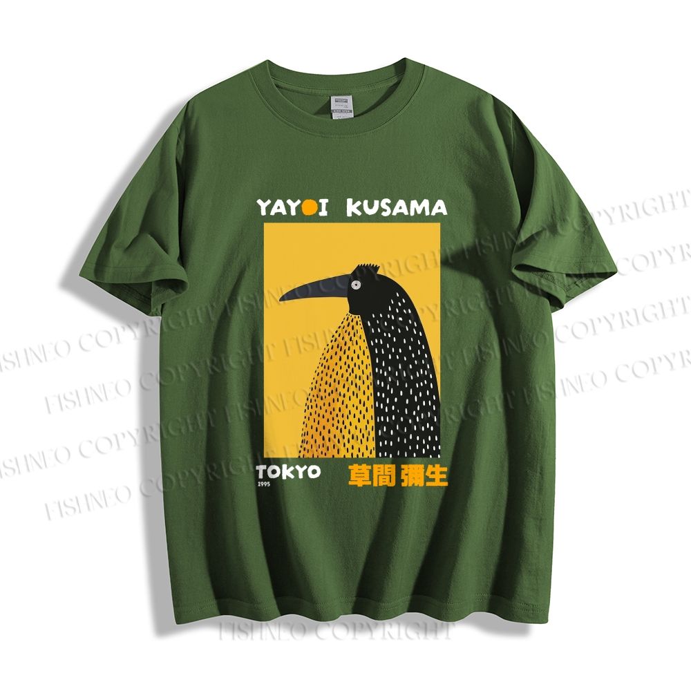 Unisex Classic Cotton Half-Split Dot Bird Printed T-shirt