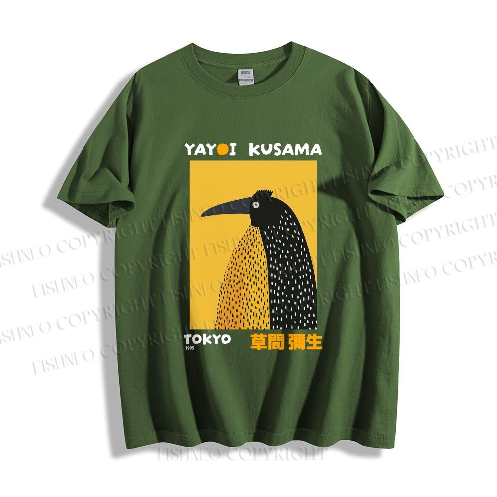 Unisex Classic Cotton Half-Split Dot Bird Printed T-shirt